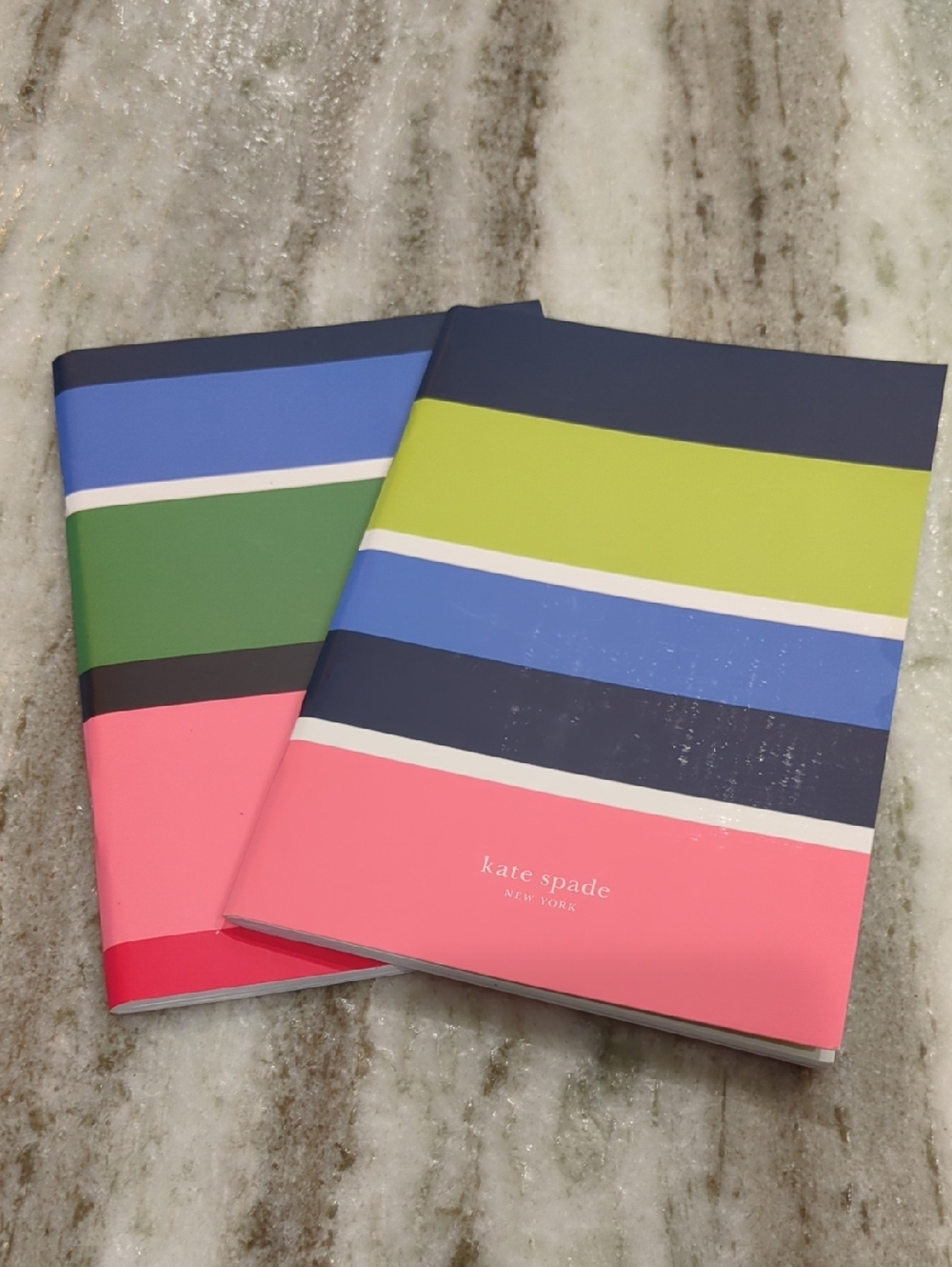 kate spade Sunny Day Stripe Pink, Lime & Blue Striped Notebook Duo